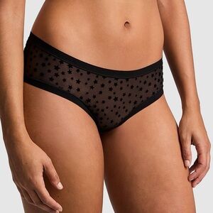 PINK Victoria's Secret Black Star Sheer Panties